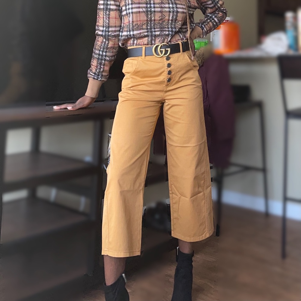 Joie Mustard High Waist Crop Pants - Picture 6 of 9